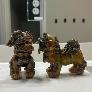 Ceramic Foo Dog Figurines - Multicolor